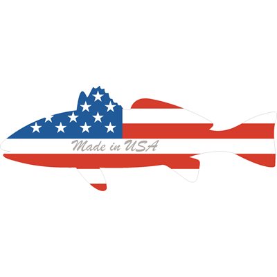 Decal Fish Flag (USA) Silver Lettering .56" x 1.47" (C907)